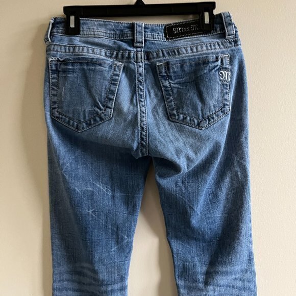 MISS ME Mid rise boot jeans Distressed Blue Womens Size 27 - Picture 4 of 7